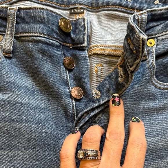 American Eagle Outfitters Blue Hi-Rise Tom-Girl Jeans 10 Long - Picture 3 of 7